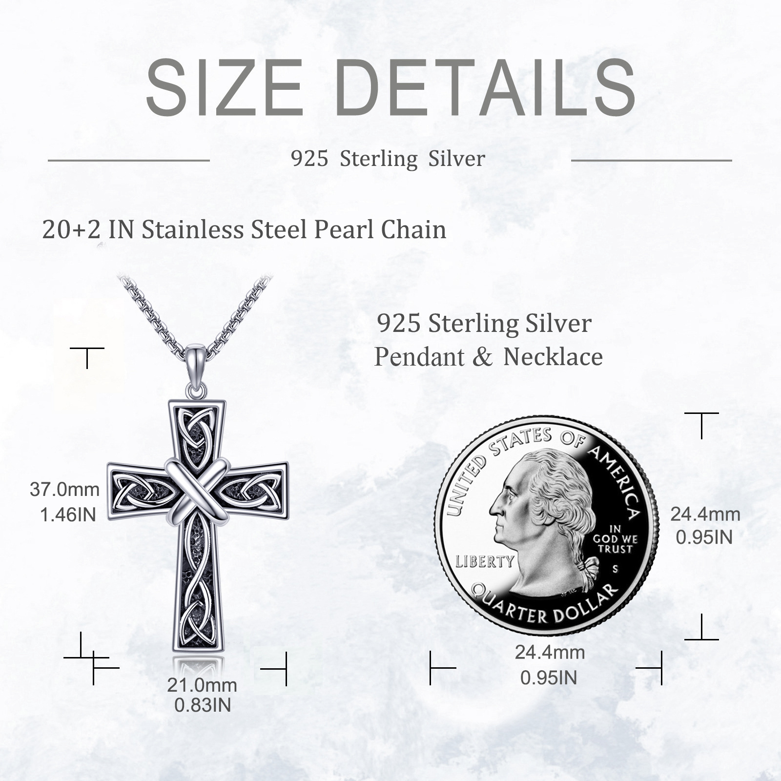 925 Sterling Silver Celtic Cross Necklace for Men